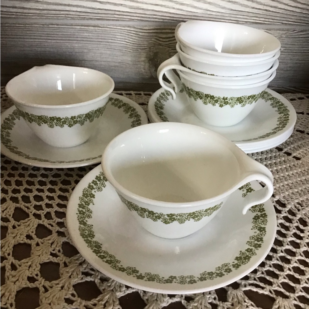 Vintage Pyrex/Corelle Tea Cups and Saucers